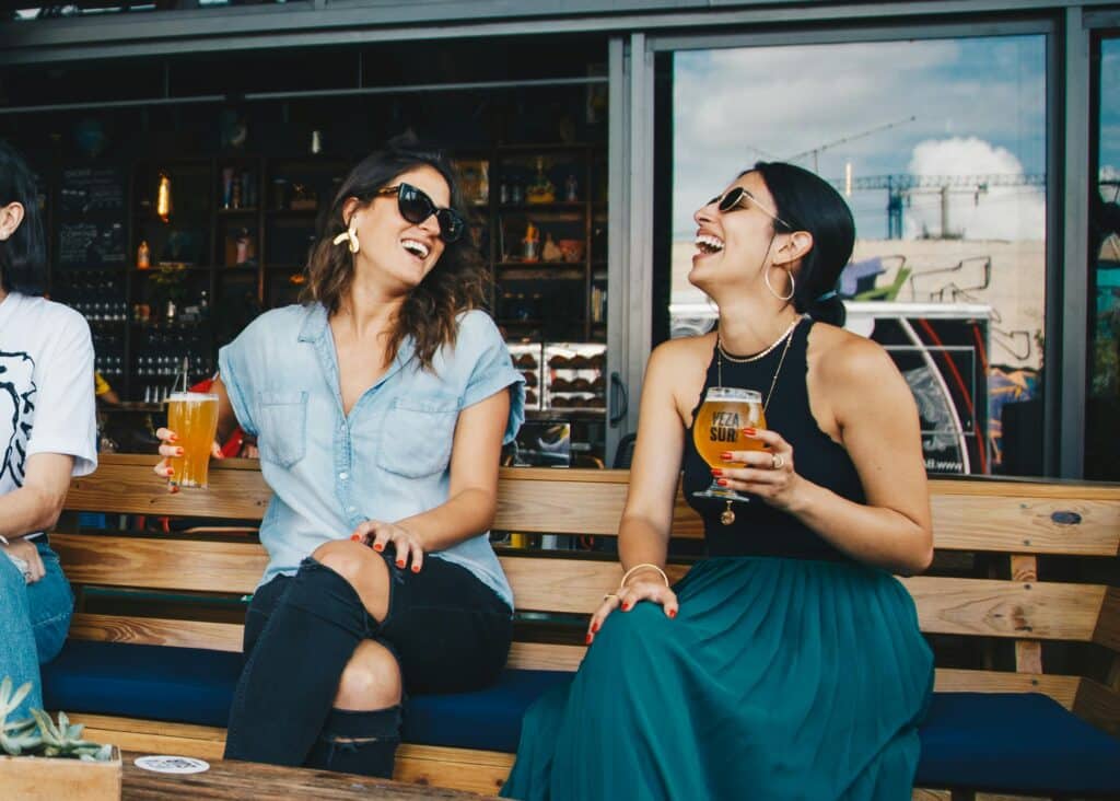 Two adult White women hanging out.