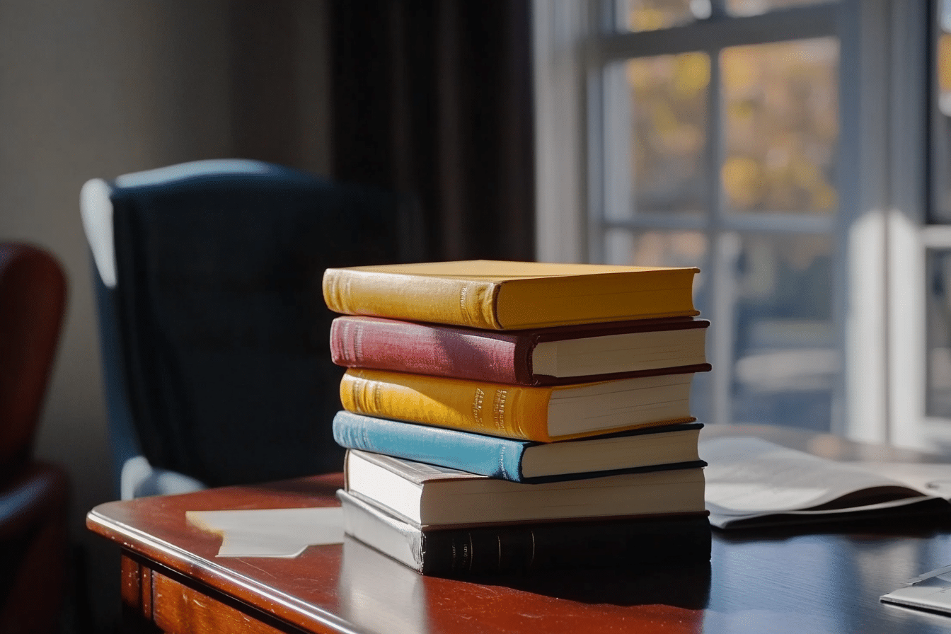 stack of psychology textbooks about mental health professionals