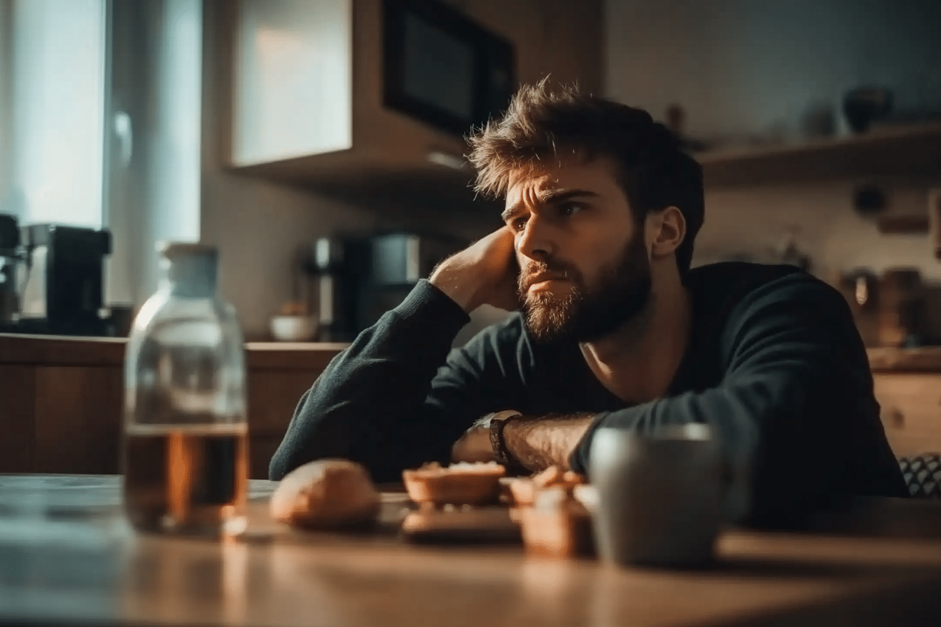 a man contemplating seeking mental healh support