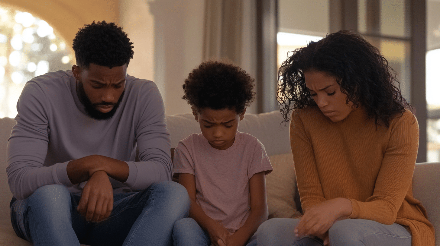 a distressed family dealing with the struggle of mental health issues