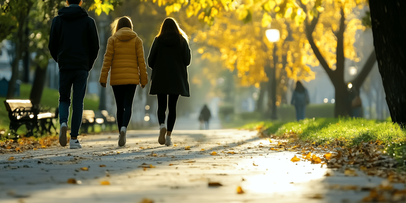 friends going for a walk to less their symptoms of depression