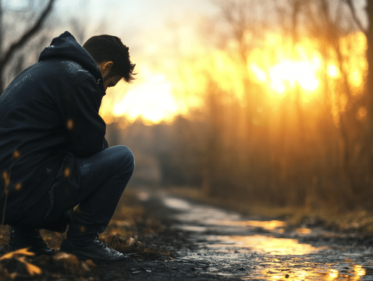 a man doing his best to cope with grief