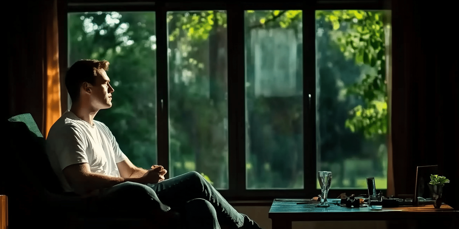 a man engaged in meditate breathing to help with emotional triggers