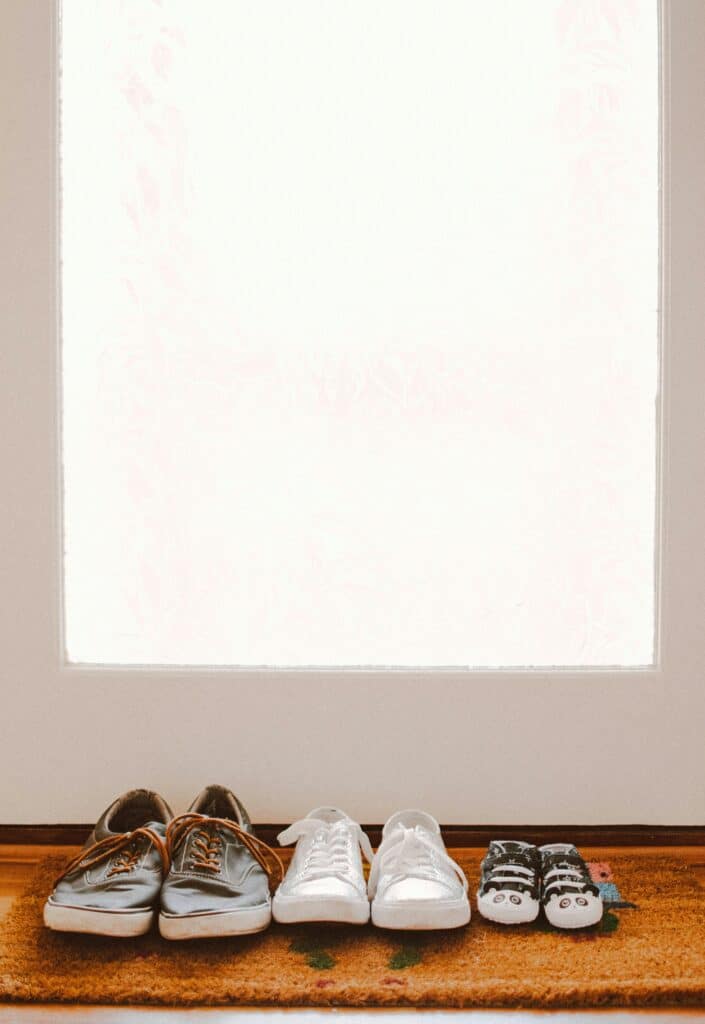 Family shoes by the door