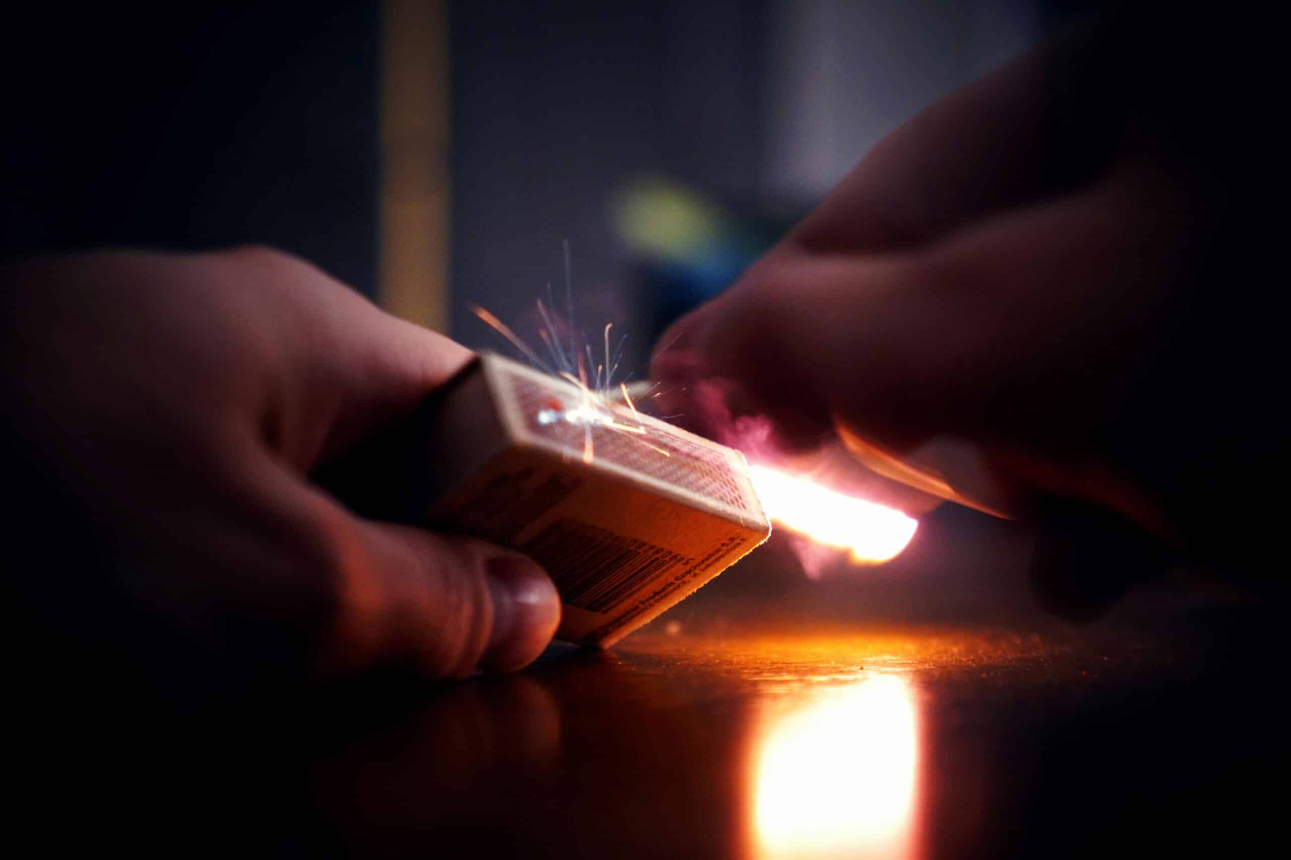 Lighting a match